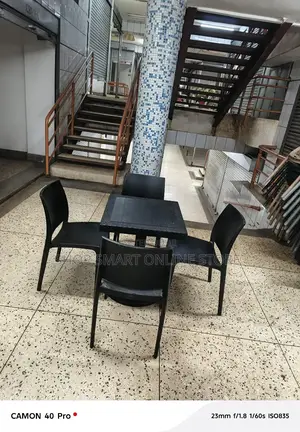 Dining Black Plastic Chairs and Table