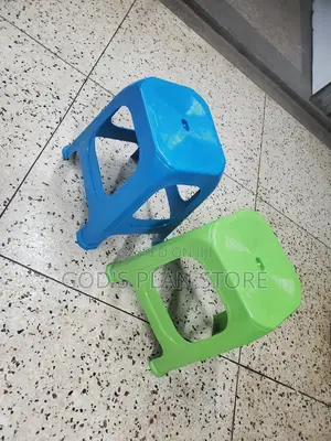 Blue and Green Plastic Church Stools