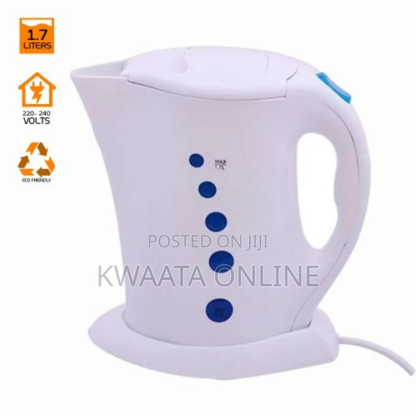 Bomei Plastic Electric Kettle Bm-929 - 1.7 Litre White