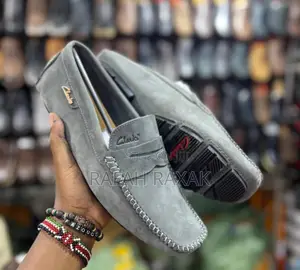 Men’S Grey Suede Clarks Casual Leather Moccasins