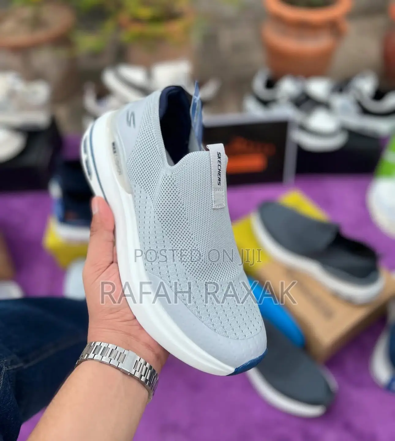 Original Grey/White Skechers Max Cushion Hyper Burst Sneaker