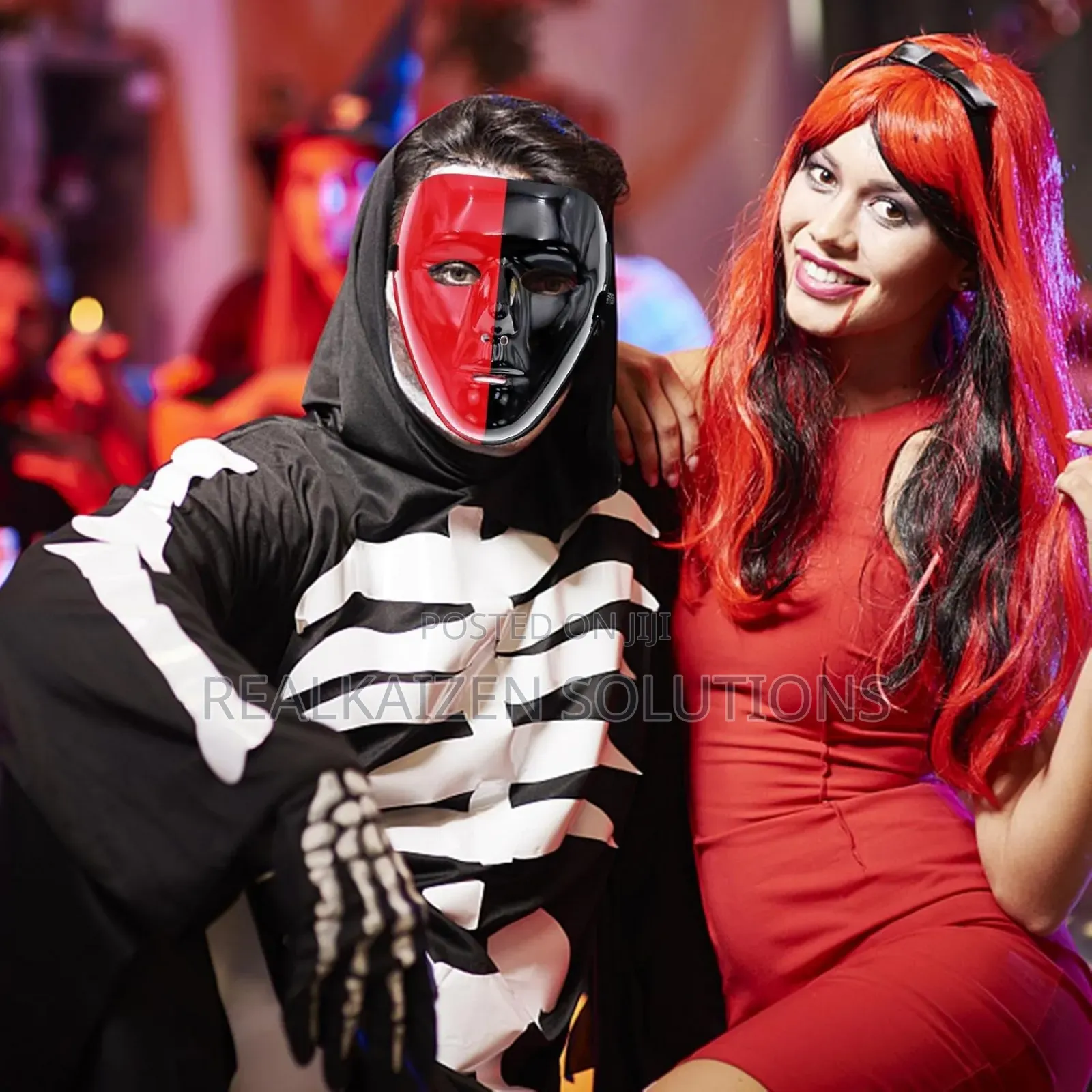 Fancy Retro Dance | Halloween 3d Red - Black Face Mask