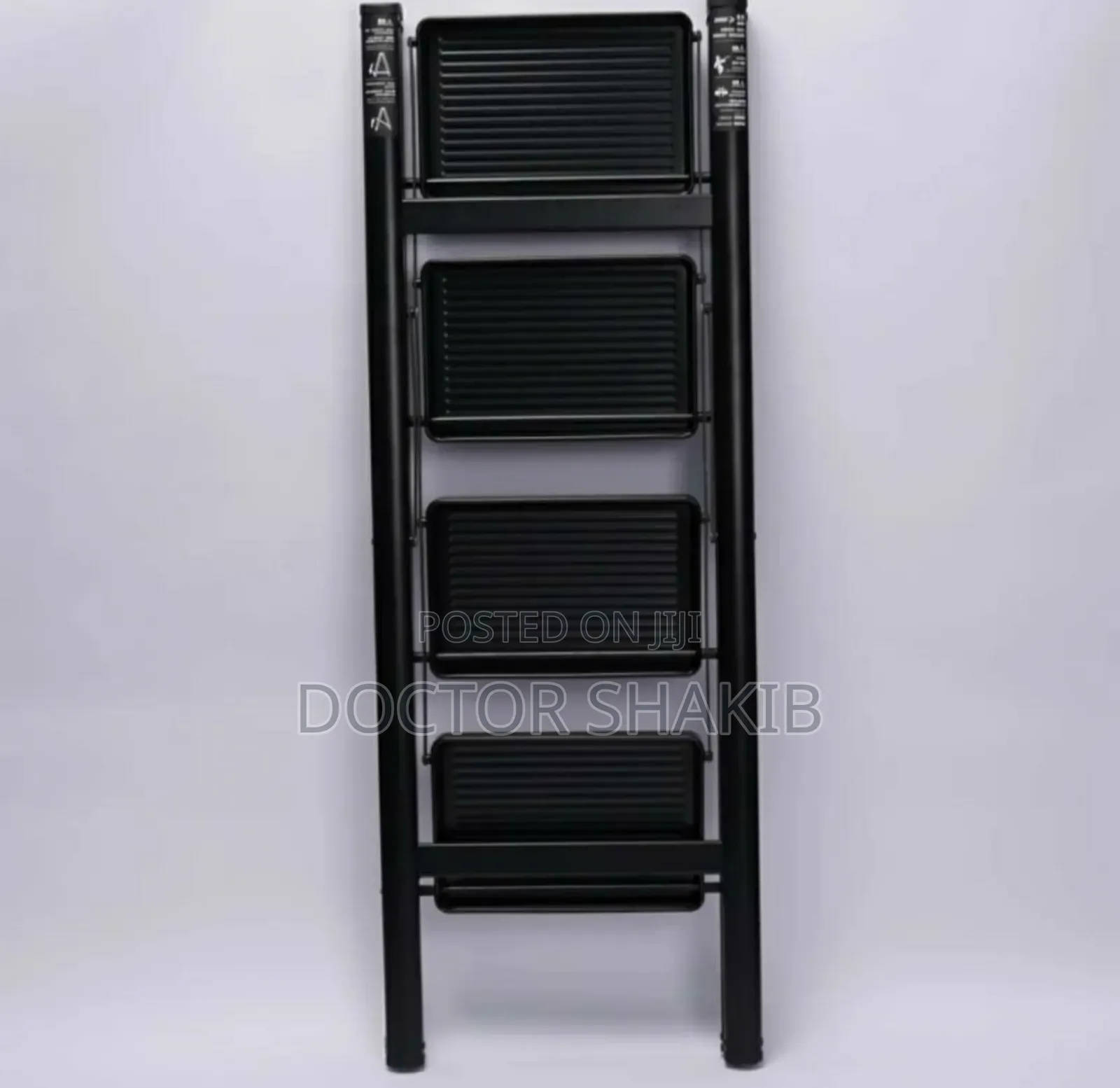 Strong Foldable Ladder 4-Steps Black