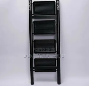 Strong Foldable Ladder 4-Steps Black