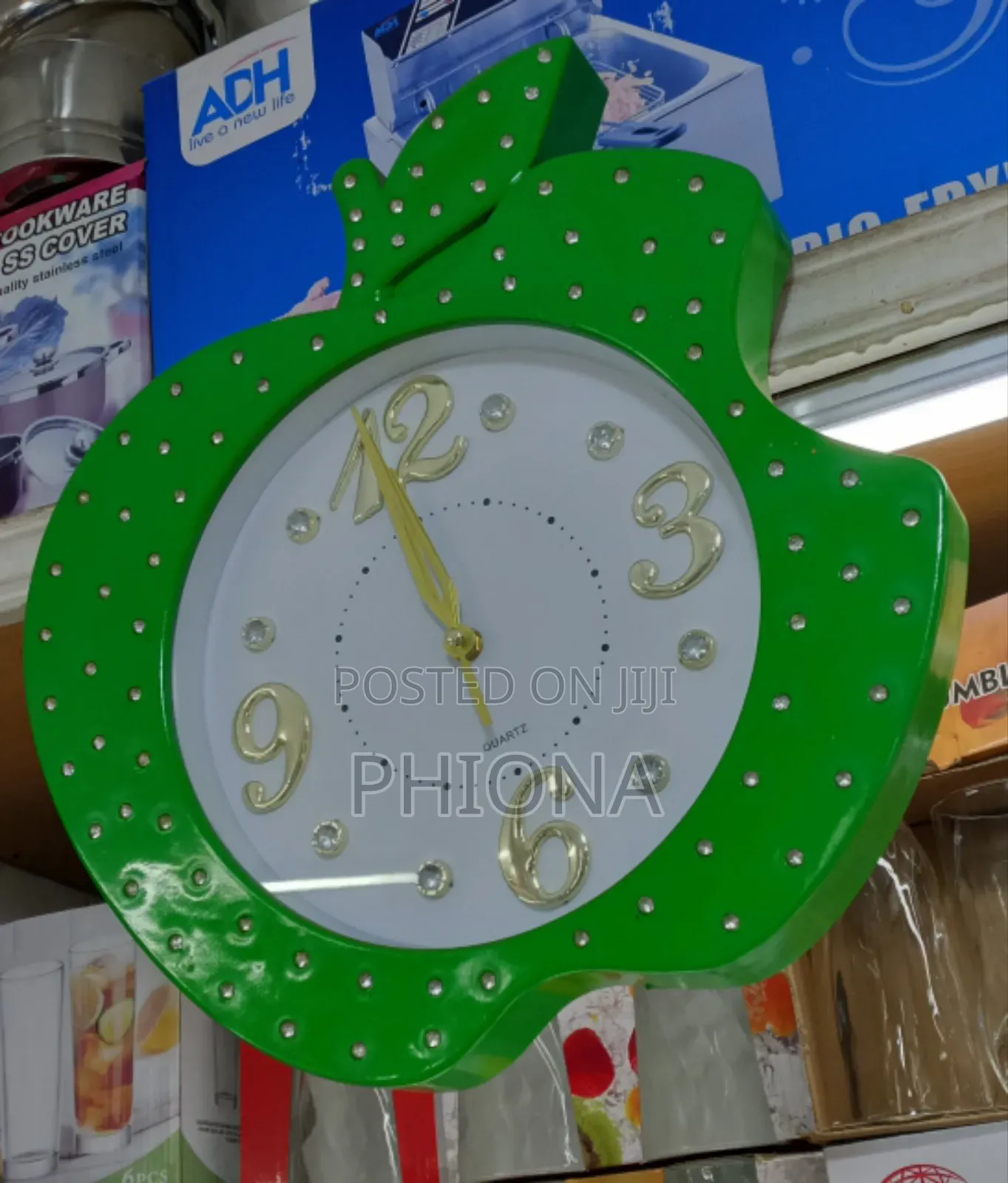 Apple Green Wall Clock With Blings