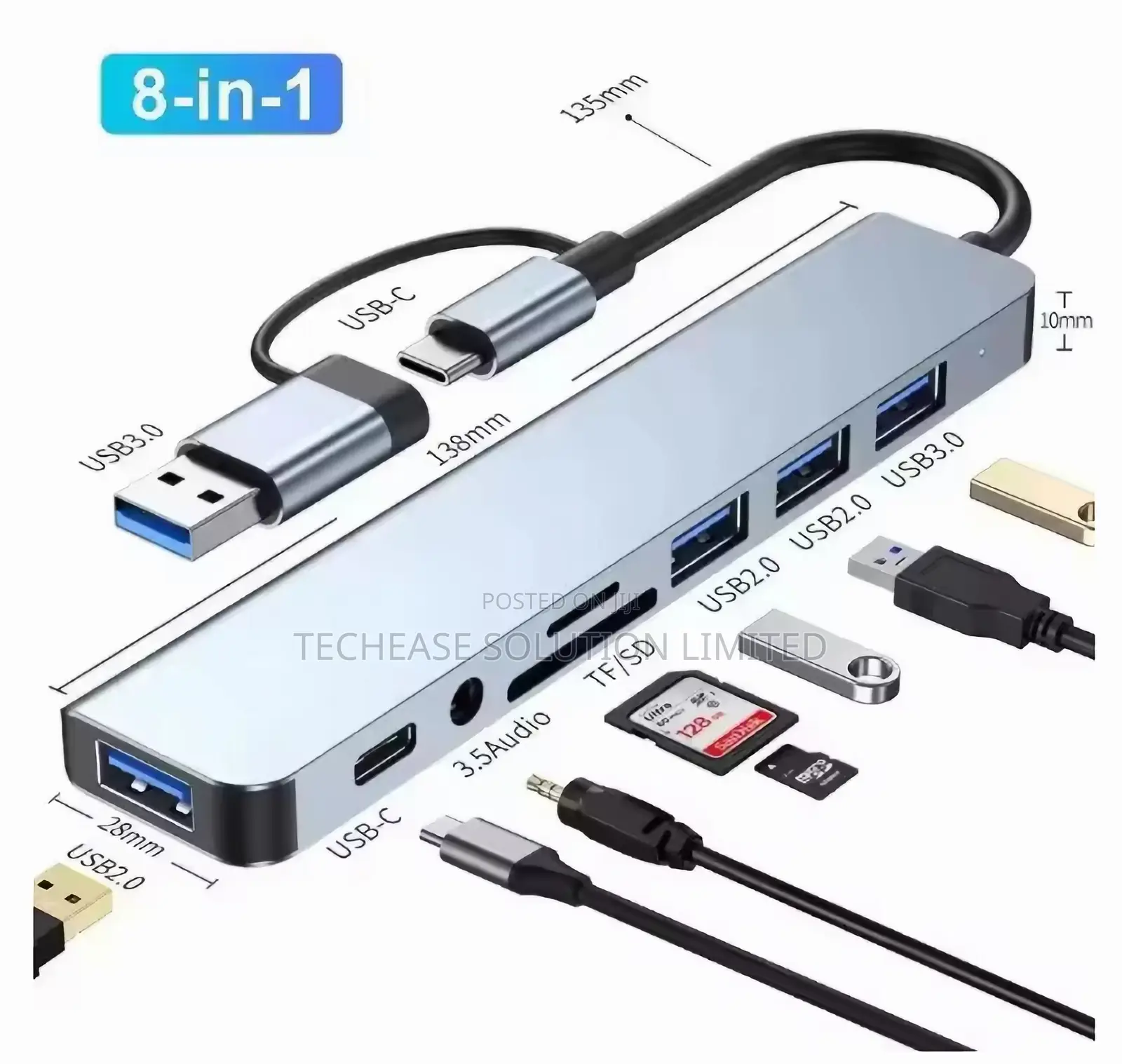 8-in-1 Usb Type-C Hub Docking Station Adapter