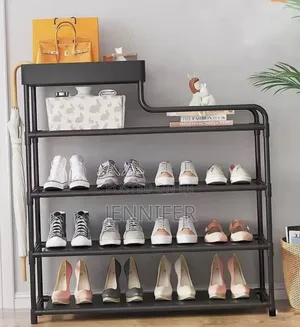 5layer 80cm Metal Multifunction Shoe Storage Rack Black