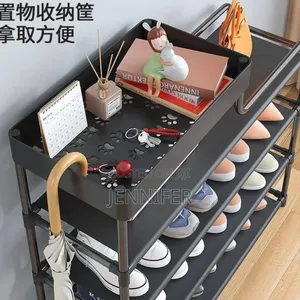 5layer 80cm Metal Multifunction Shoe Storage Rack Black