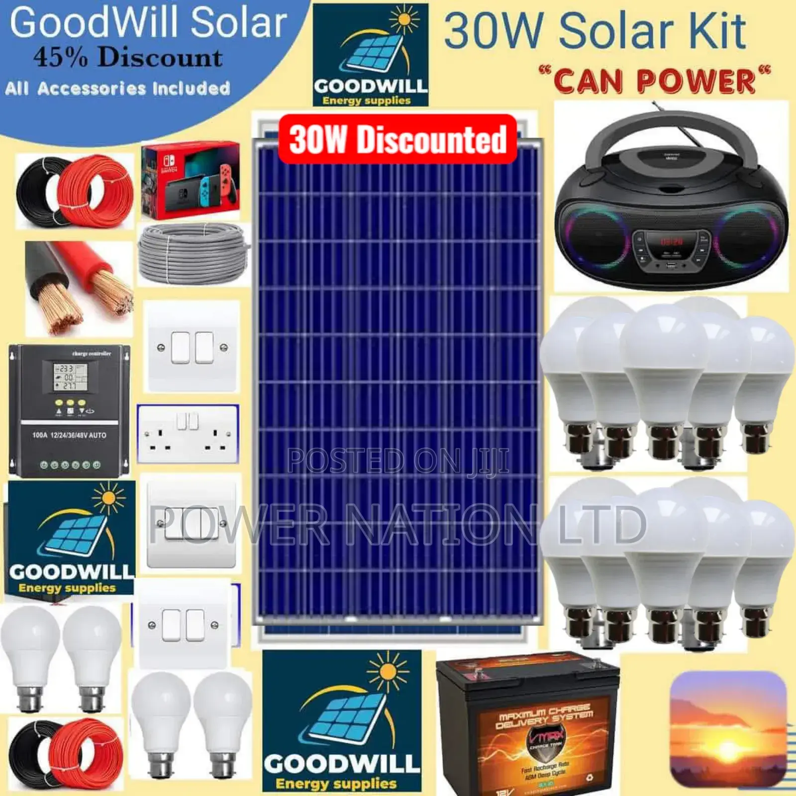 30w Solar Energy System Full Kit Green Power