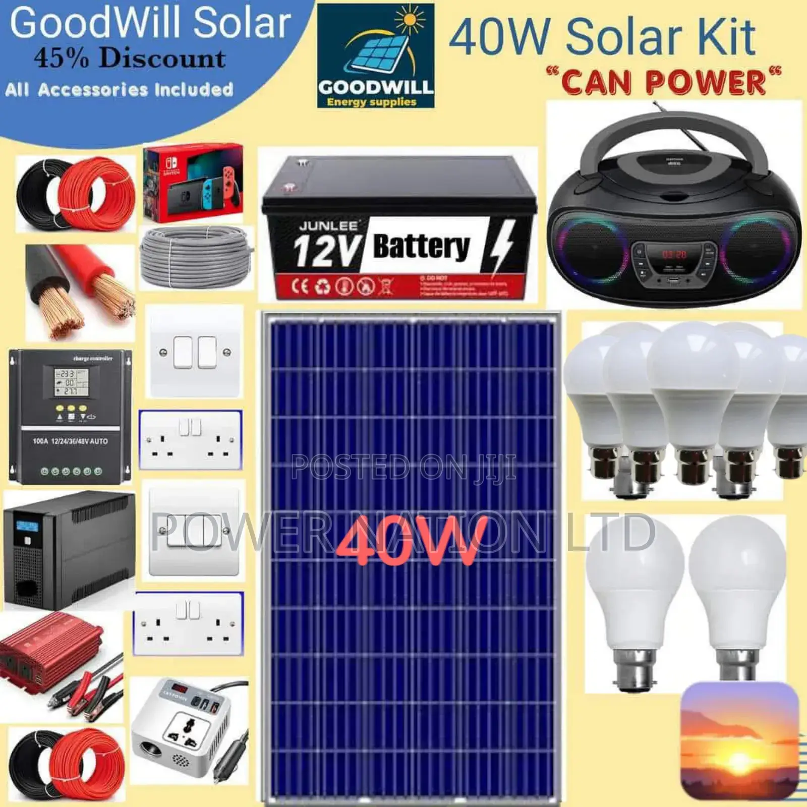 40w Solar Energy System Full Kit Green Power