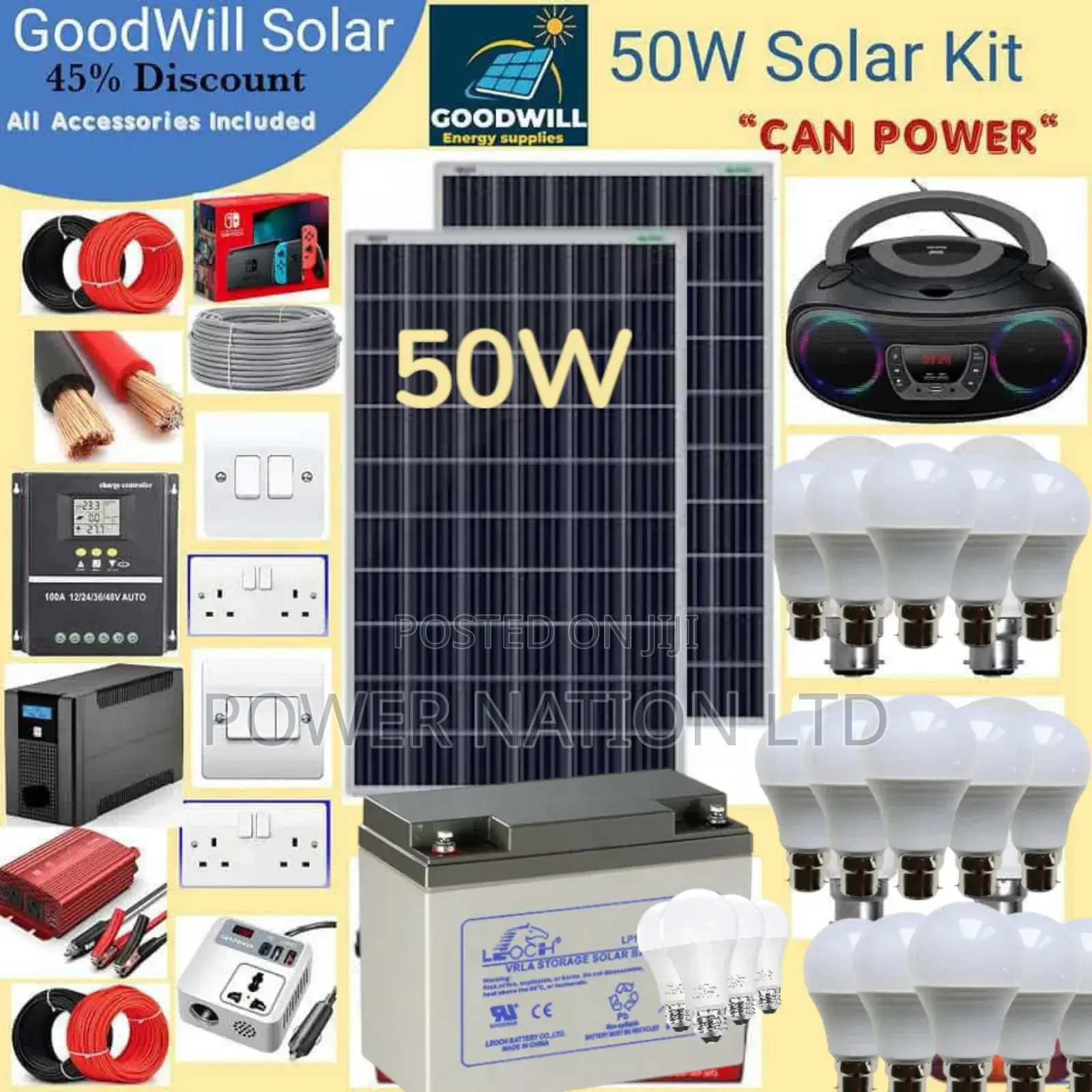 50w Solar Energy System Full Kit Green Power