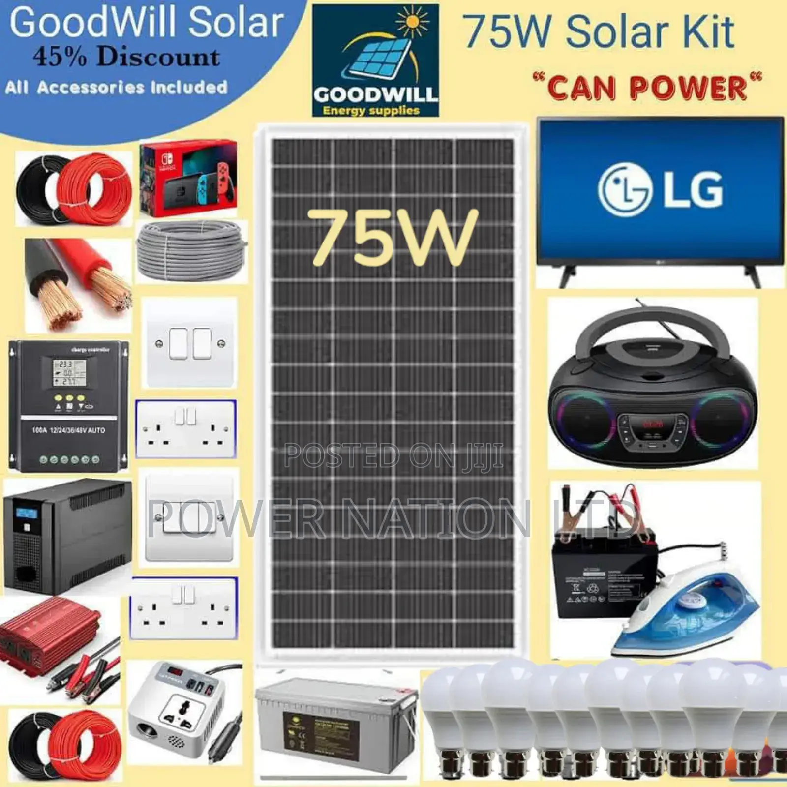 75w Solar Energy System Full Kit Green Power