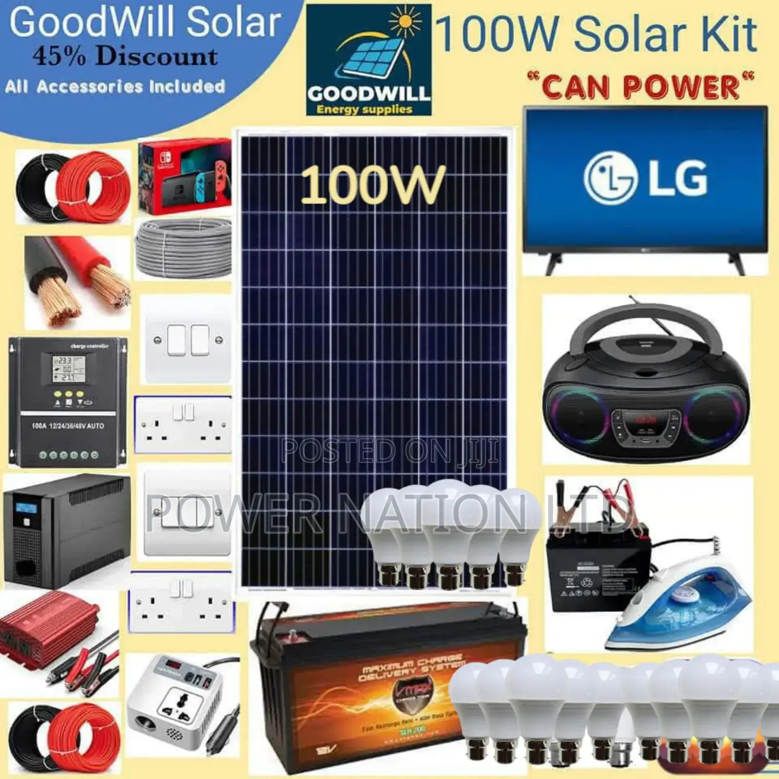 100w Solar Energy System Full Kit Green Power