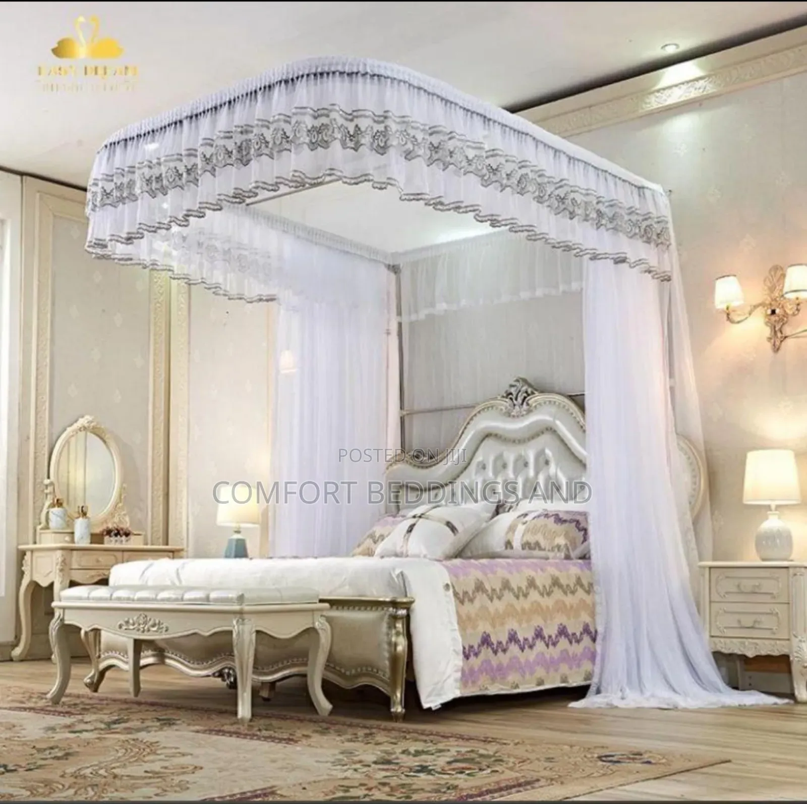 Wall Mount Mosquito Net With Designed Lace