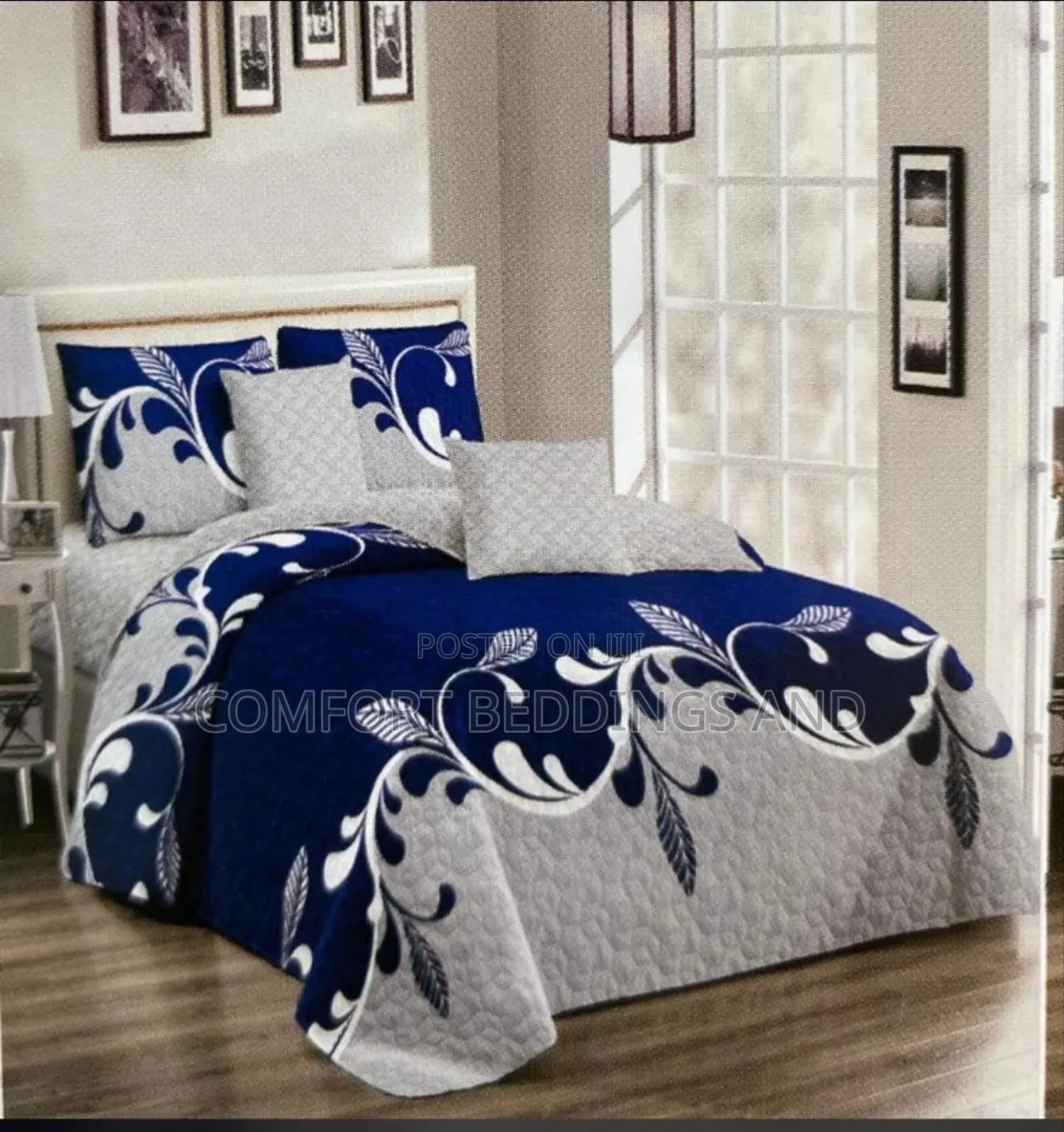Light Weight Cotton Bedspread Blue
