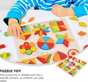 Wooden Kids Educational Colourful Square Tangram Game Puzzle
