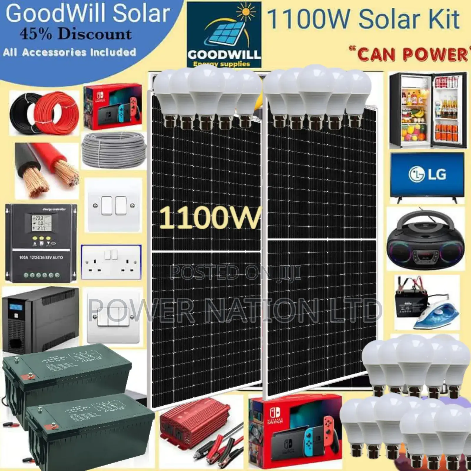 1100w Solar Energy System Full Kit Green Power