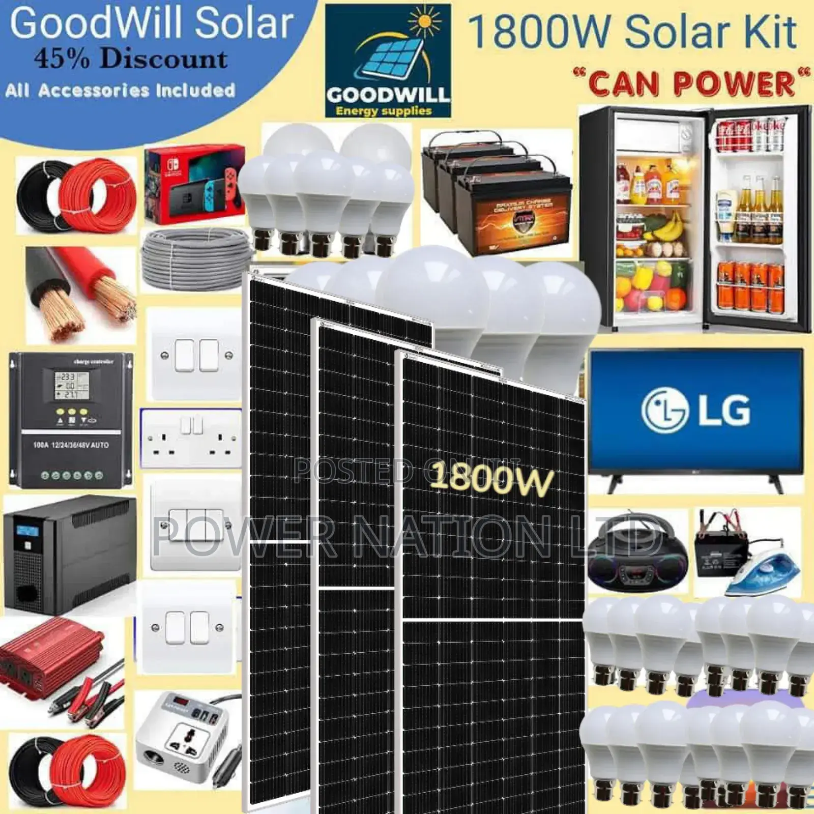 1800w Solar Energy System Full Kit Green Power