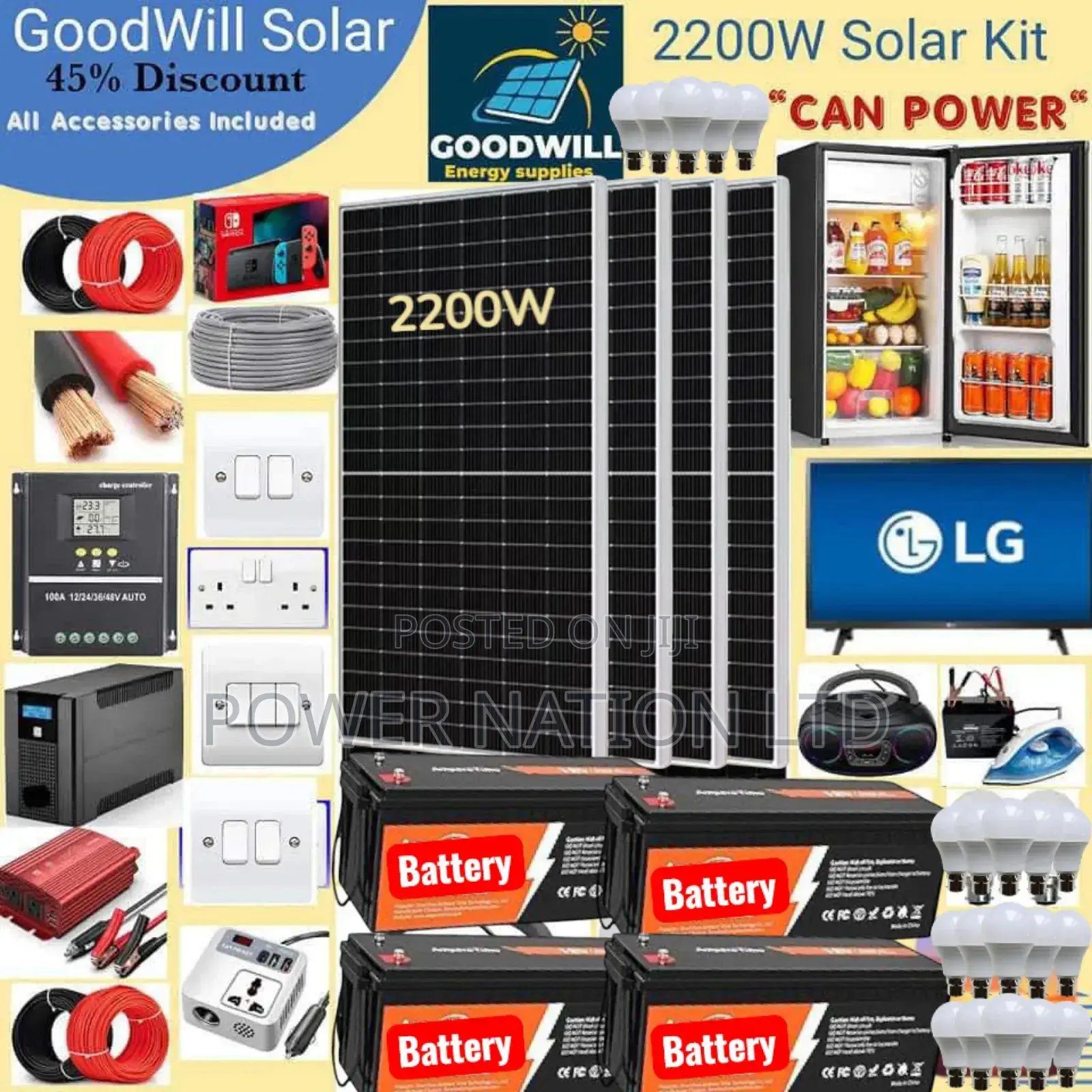 2200w Solar Energy System Full Kit Green Power