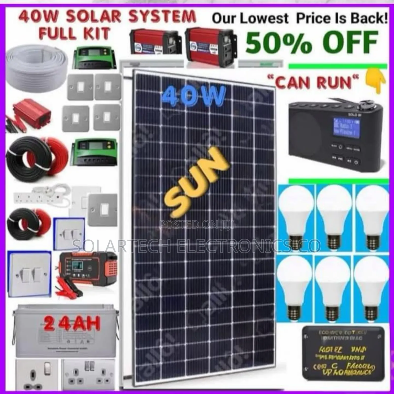 40w Complete Off-Grid Solar System Full Kit Nova