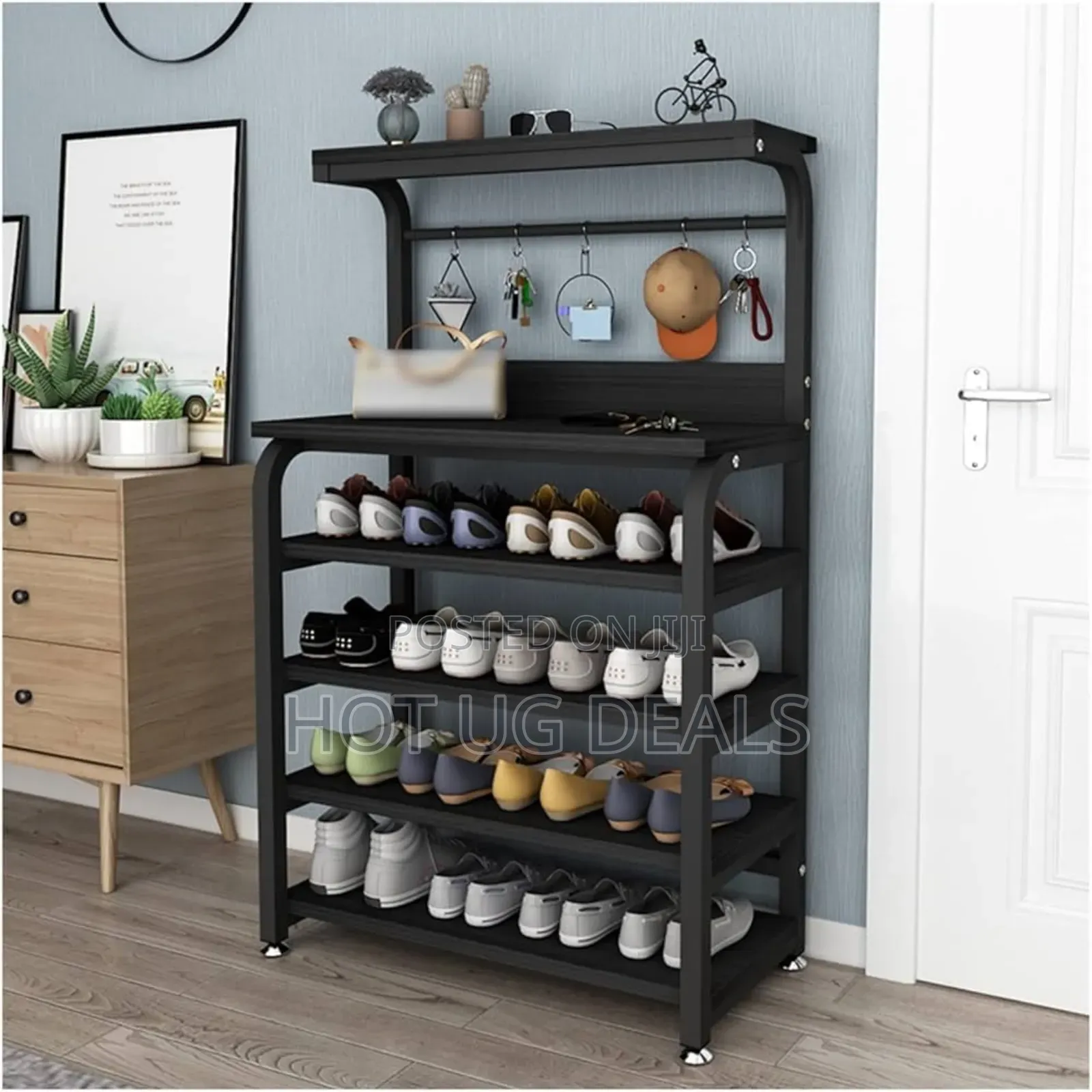 Multi Layer Shoe And Hat Rack - Black.