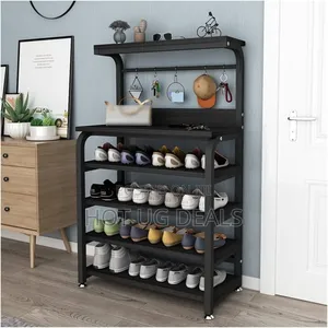 Multi Layer Shoe And Hat Rack - Black.