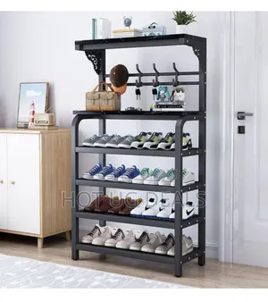 Multi Layer Shoe And Hat Rack - Black.