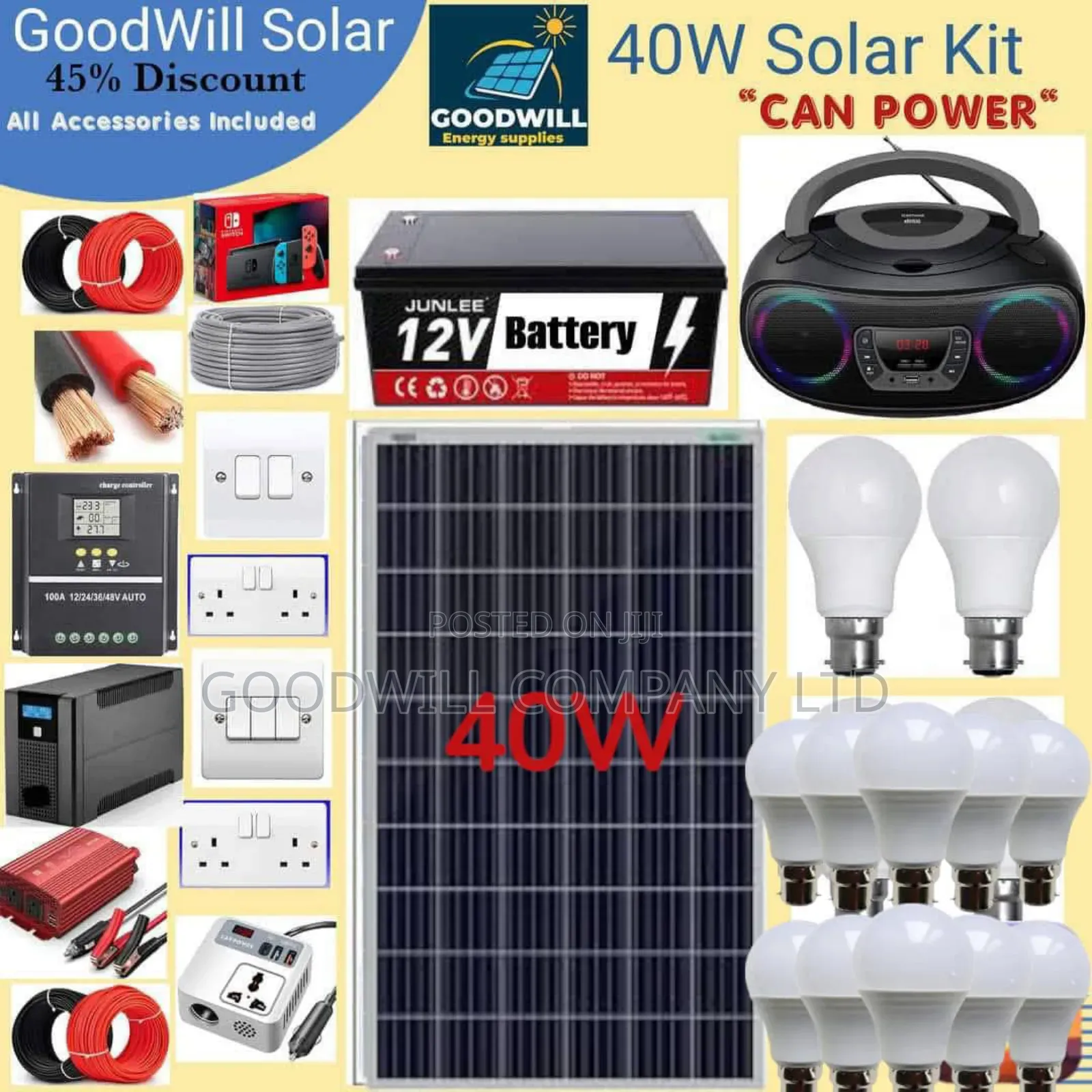 40w Solar Energy System Full Kit Green Power