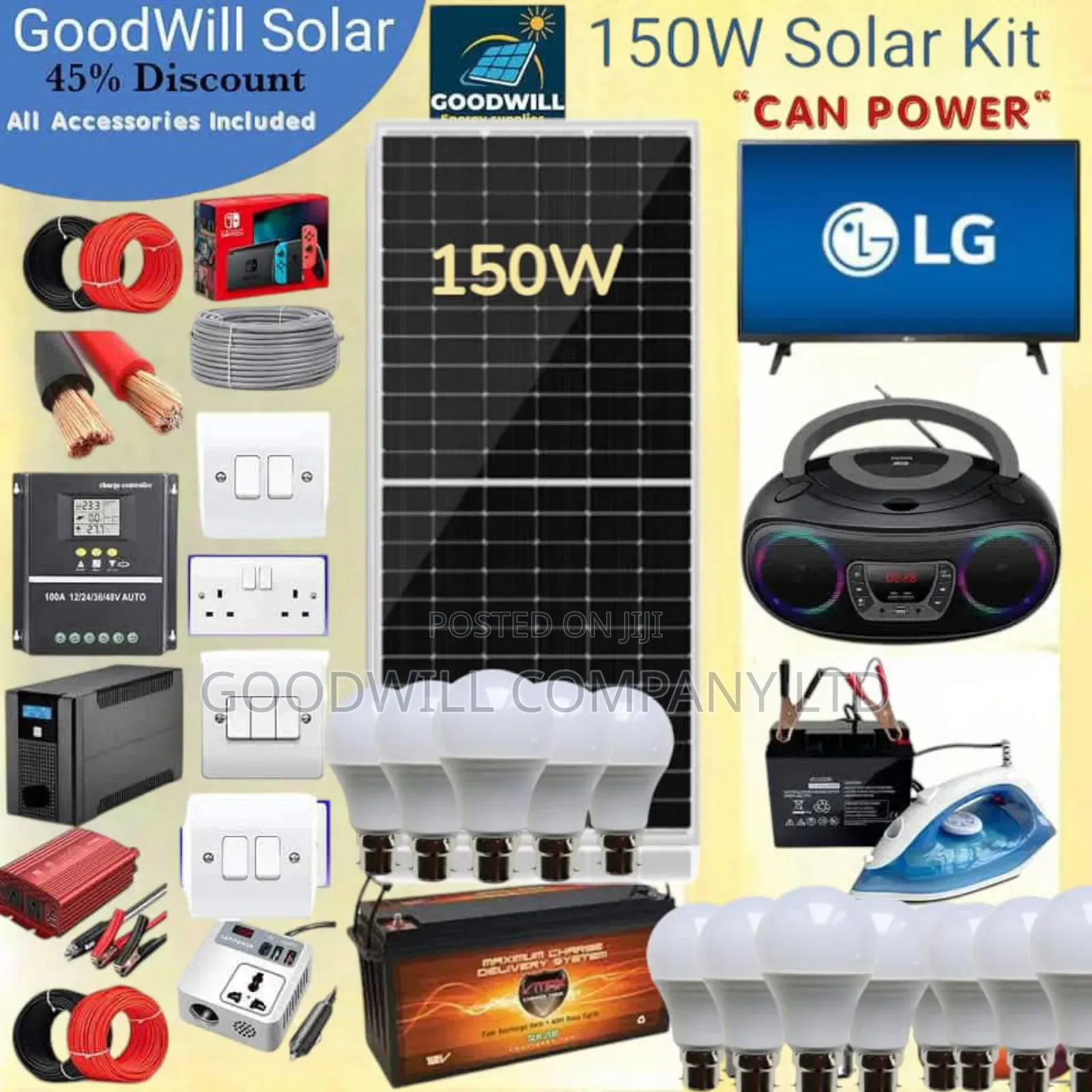 150w Solar Energy System Full Kit Green Power