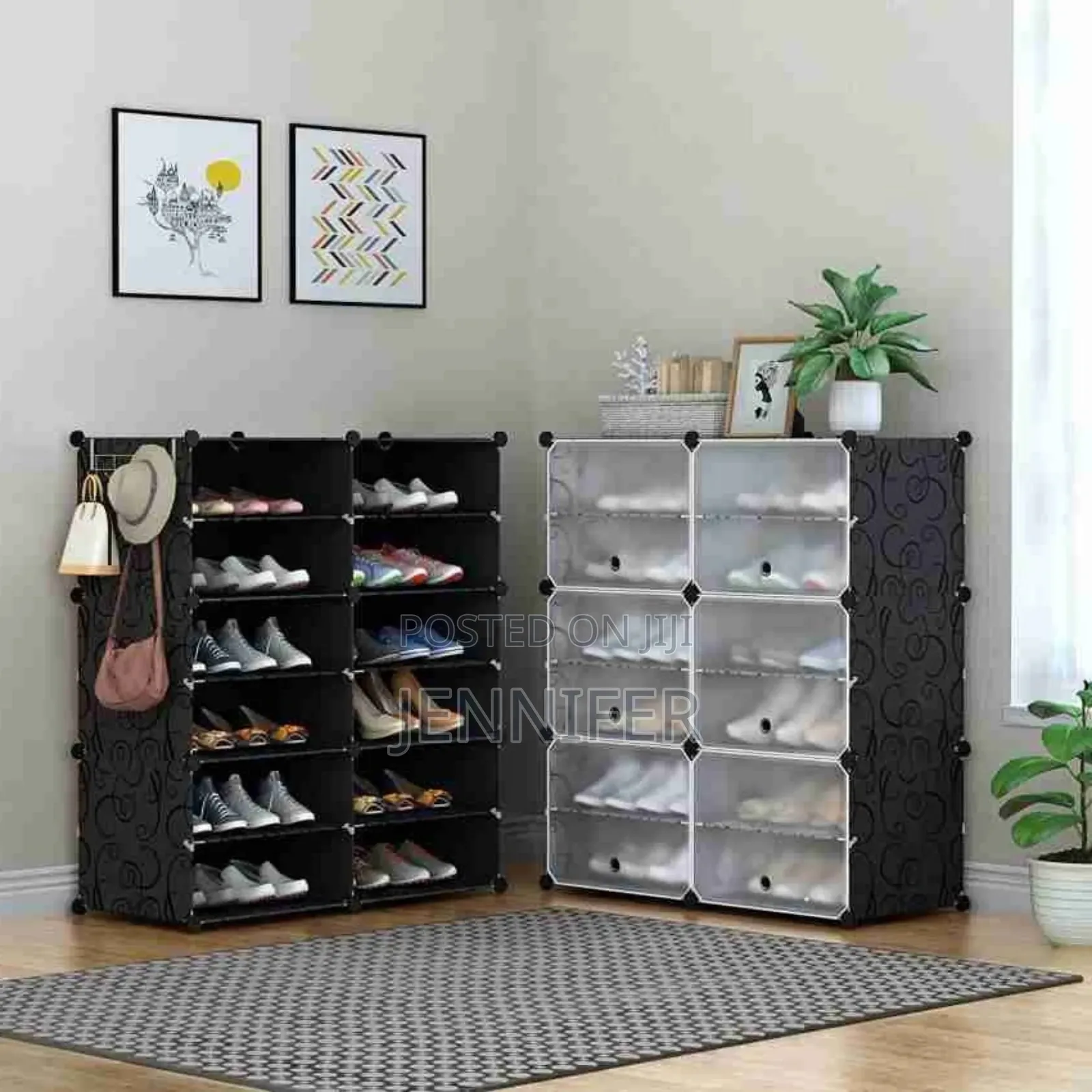 2 Column Shoe Rack Plastic Organizer for Home / Office