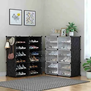 2 Column Shoe Rack Plastic Organizer for Home / Office