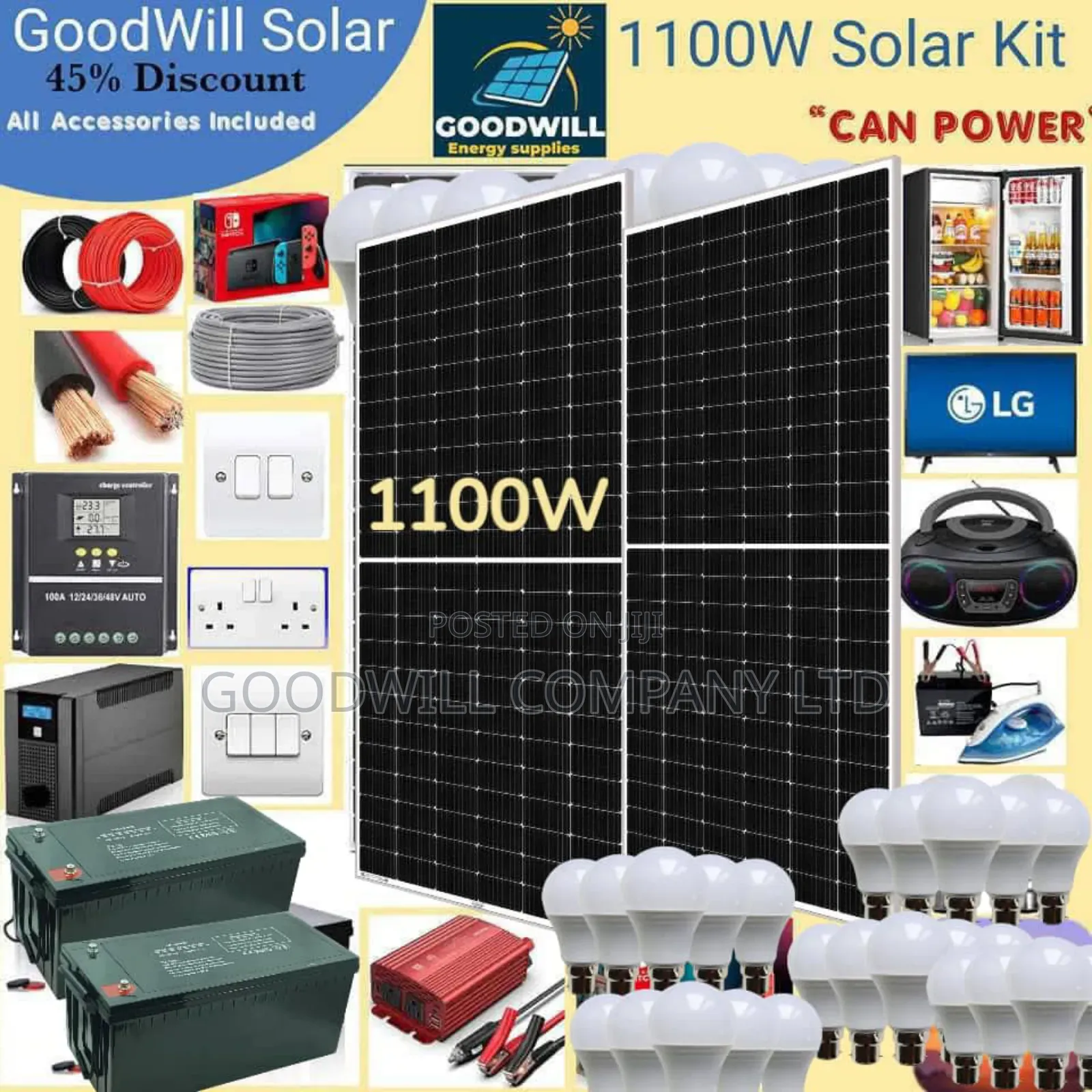 1100w Solar Energy System Full Kit Green Power