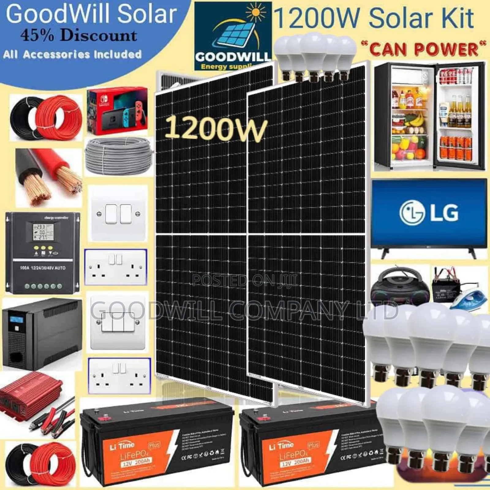 1200w Solar Energy System Full Kit Green Power