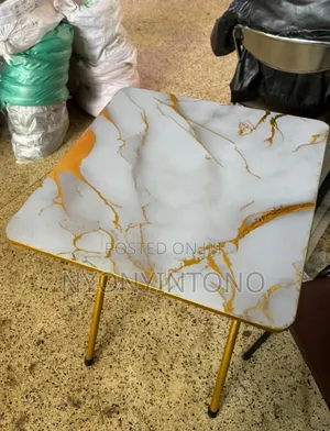 60cm by 60cm Table With Marble Desighn and Metallic Legs