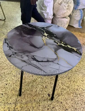 Round Shaped Reading Table With Marble Design on Top 60cm