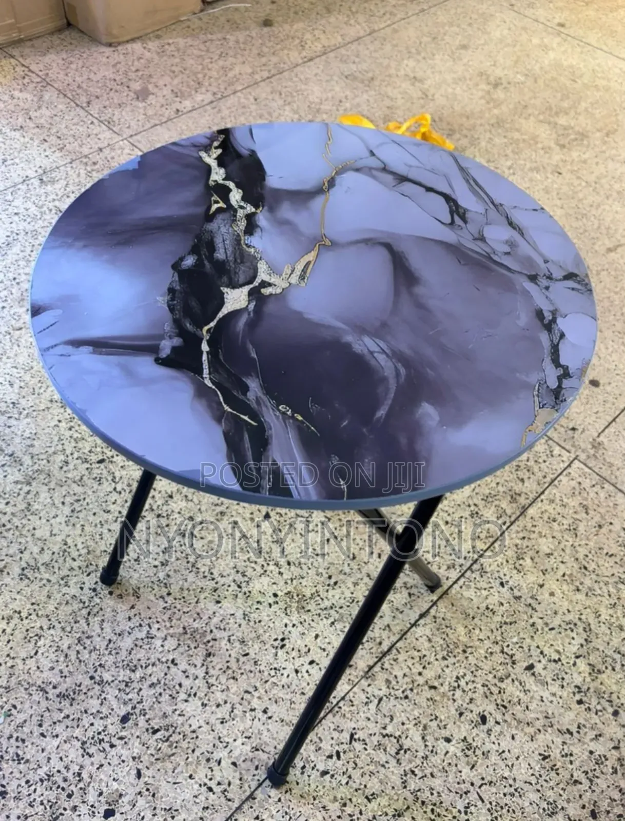 Round Shaped Reading Table With Marble Design on Top 60cm