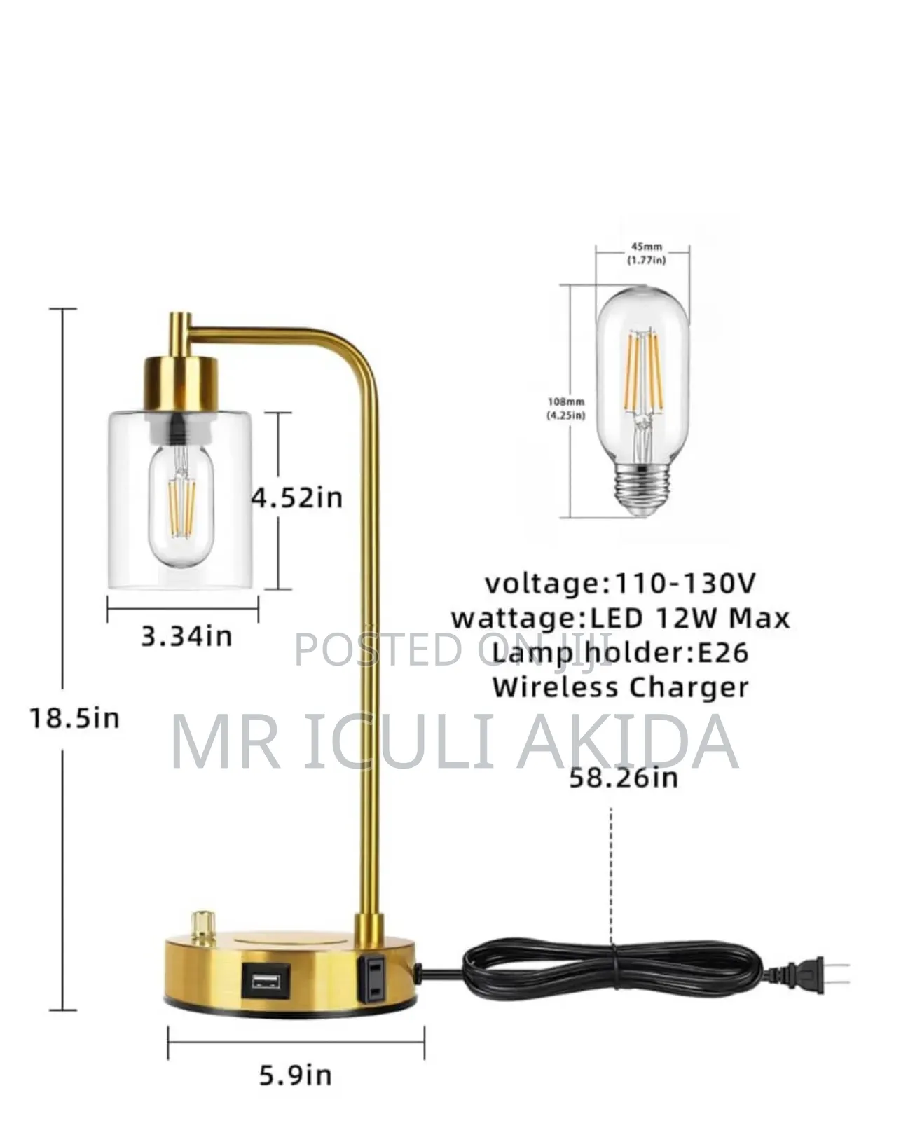 3modes Dimmable Design Electric Table Lamp With Usb Ports