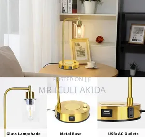 3modes Dimmable Design Electric Table Lamp With Usb Ports