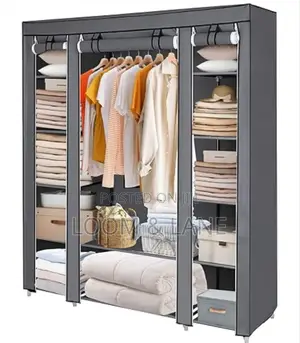 3 Folding Wardrobe, Fabric Closet, Comes With Jointed Metal