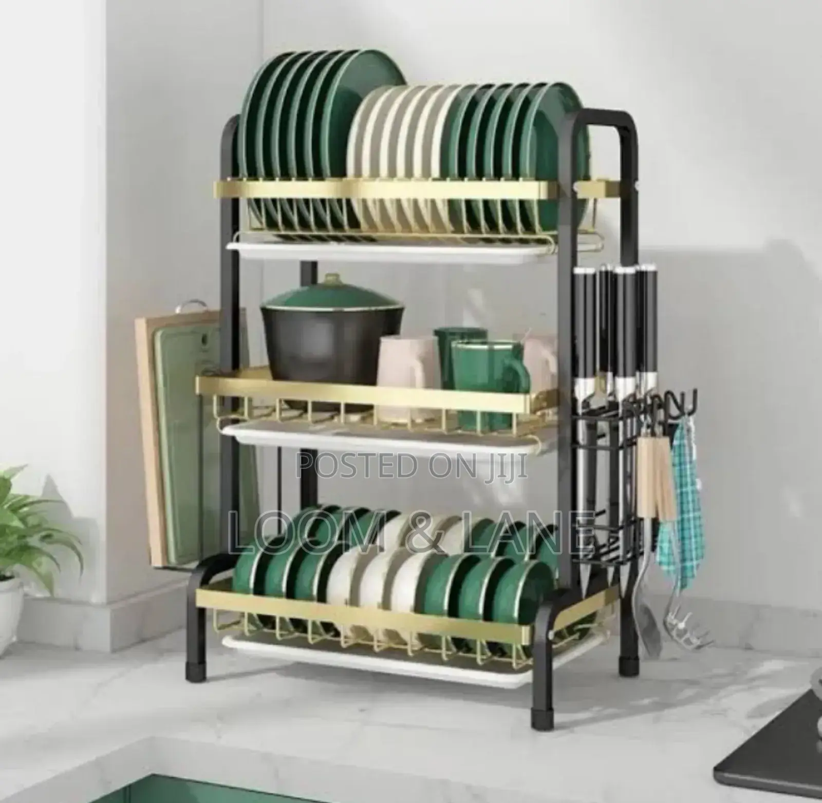 3-Tier Stainless Steel Dish Racks Drainboard Utensil Rack