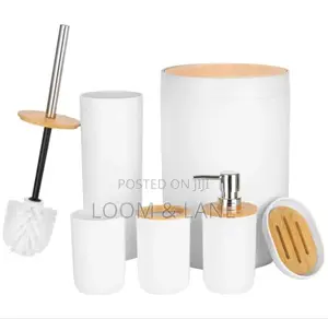 6-PCS Bathroom Accessory Set Black and White