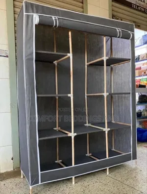 There Column Wooden Shoe Rack With Hanging Rail Gray