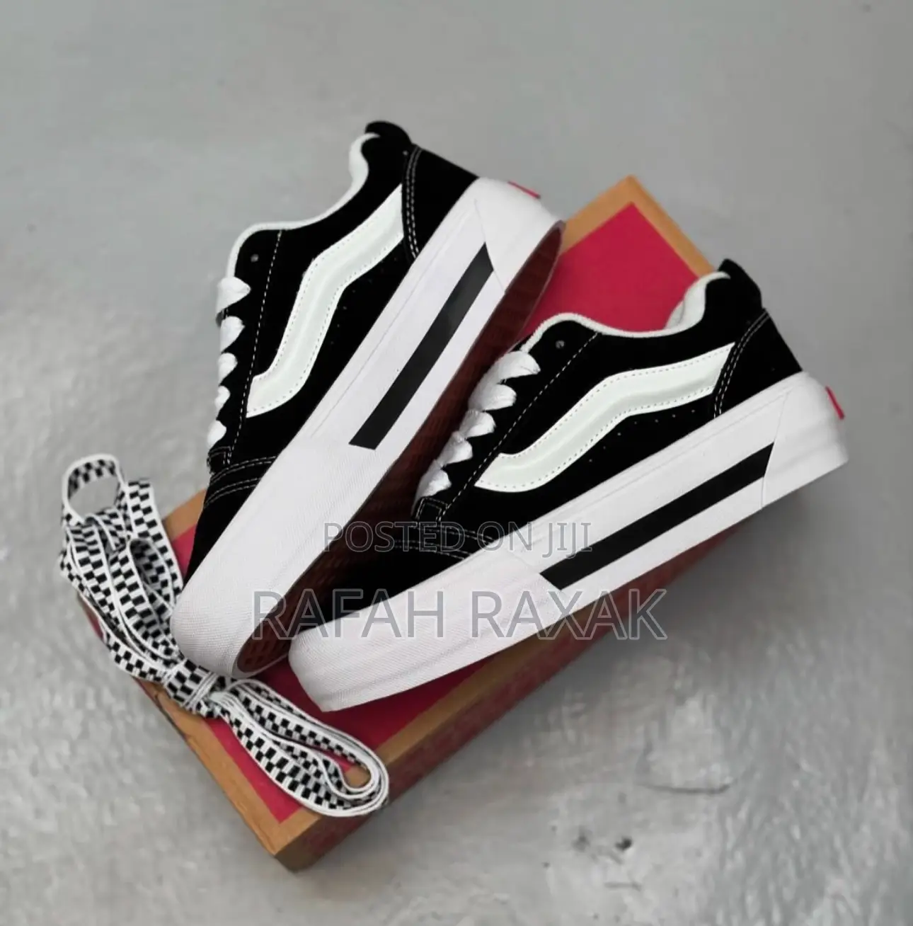 Original Black/White Vans Knu Skool/Stack Double Sole Shoes