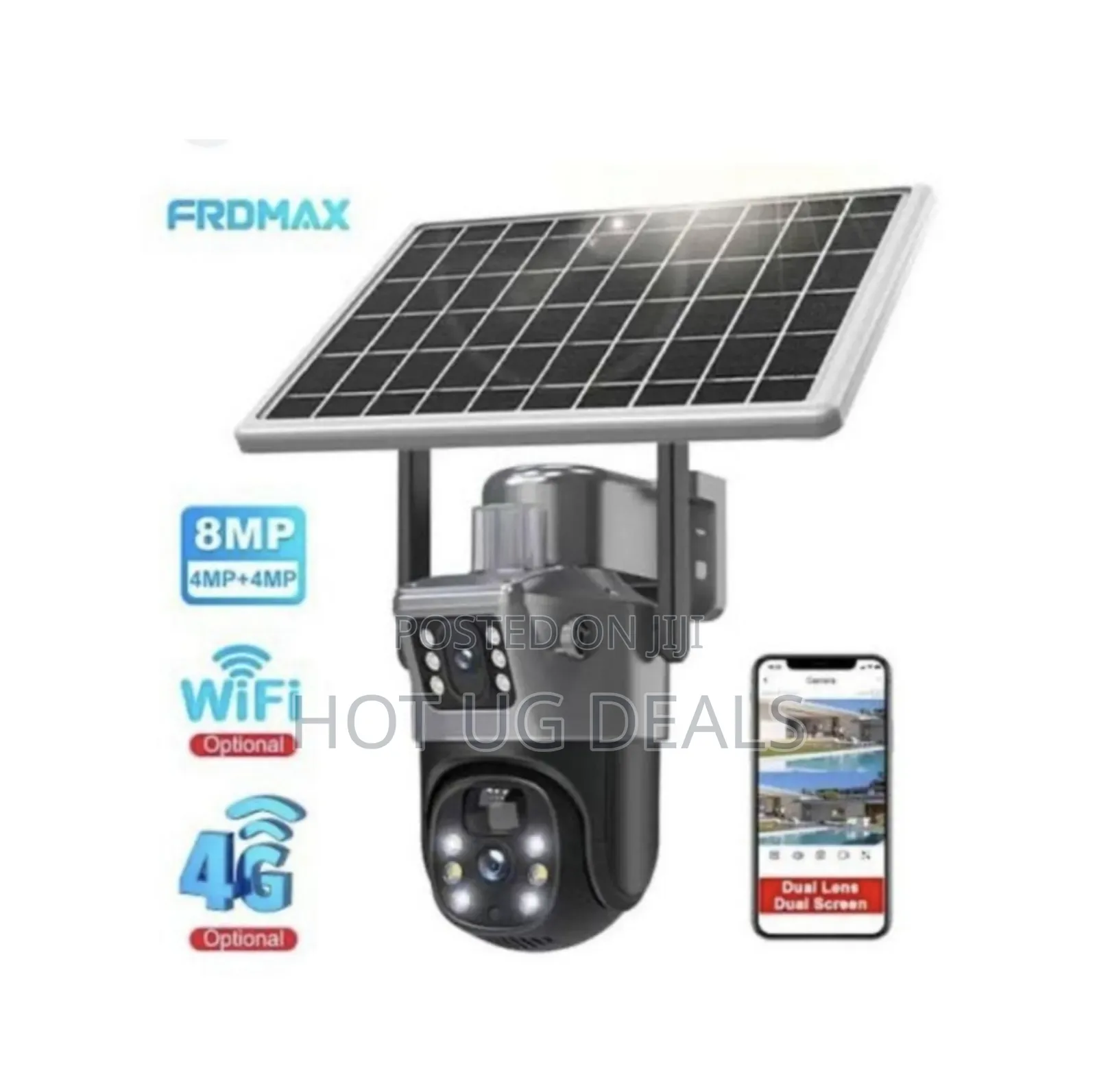 Solar-powered Dual Lens Security Camera 4mp- Cctv Camera