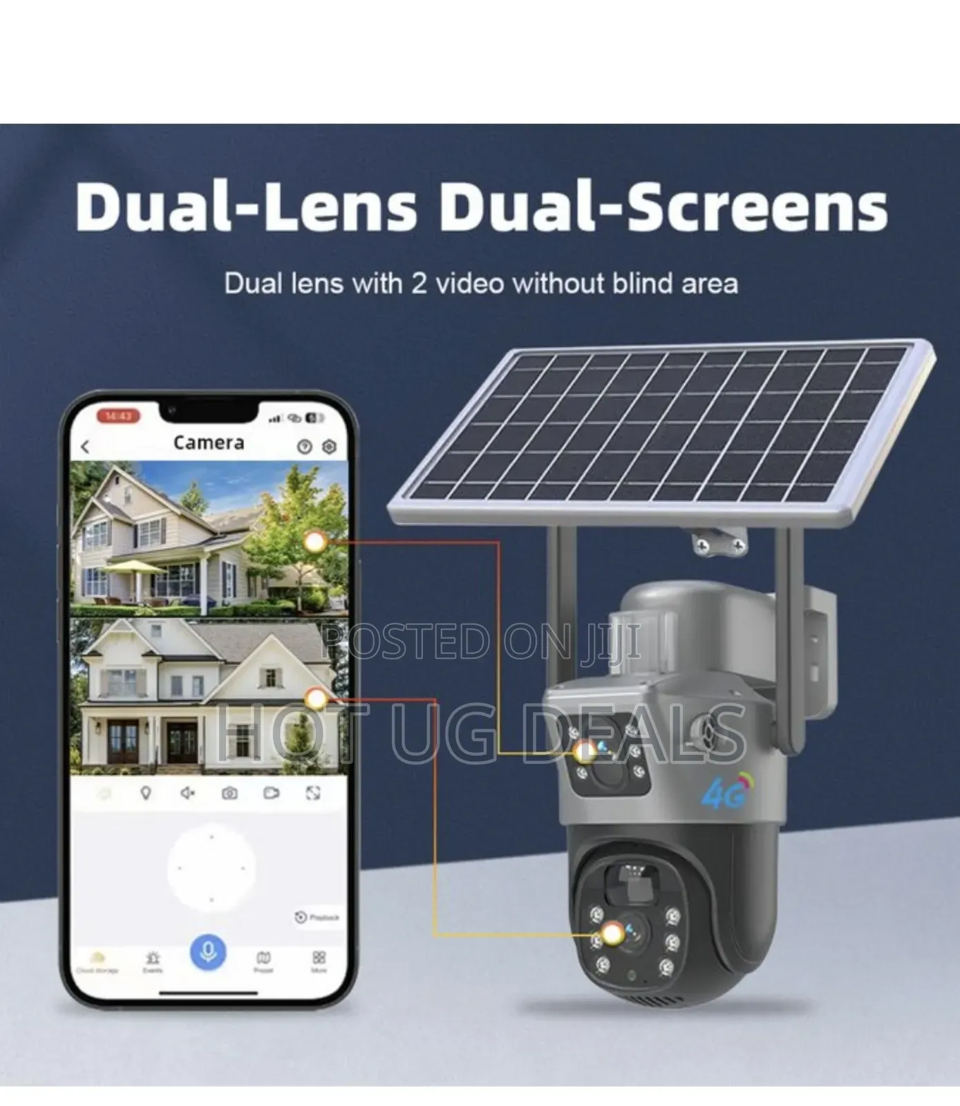 Solar-powered Dual Lens Security Camera 4mp- Cctv Camera