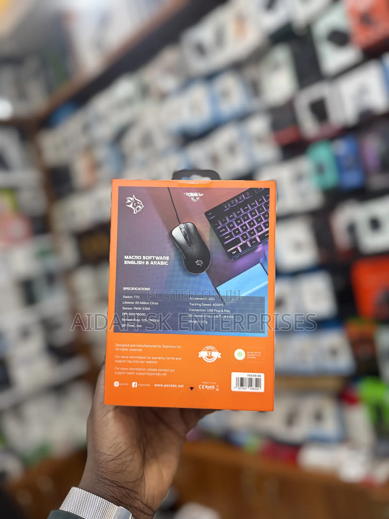 Porodo Gaming 8d Sensor, TTC Switch, Rgb, 16000 Dpi