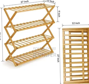 Foldable Bamboo Stackable Shoe Rack Multifunctional 4layer