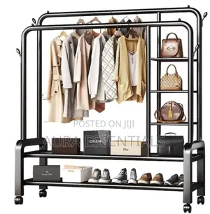 Double Rods Garment Rack Steel Frame Clothes Rack