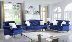 Royal Blue 6 Seater Chesterfield Sofas