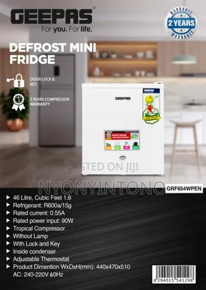 Geepas 60litres Single Door Mini Fridge